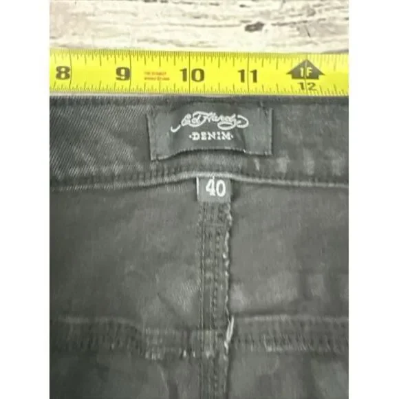 ED HARDY‎ EMBROIDERED SKULL SKINNY JEANS Men's Size 40 Black Wash NEW WITH TAGS